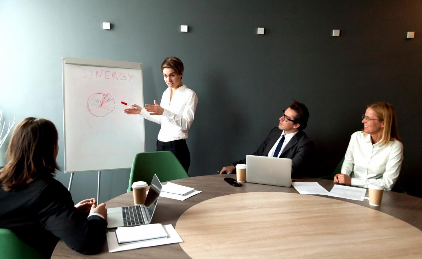 Team members collaborating on financial strategy